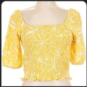 Universal Thread Yellow Floral Smocked Blouse